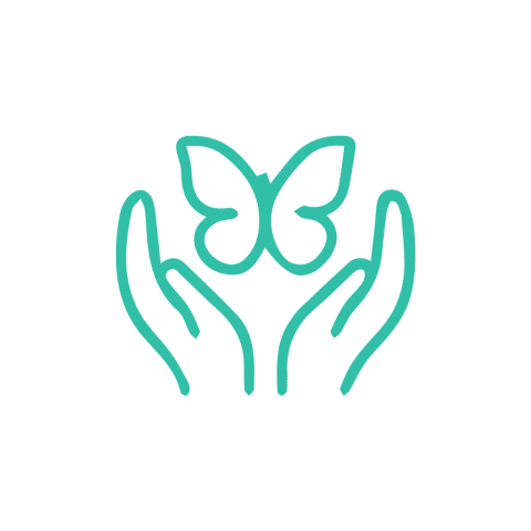 Icon of two hands holding a butterfly