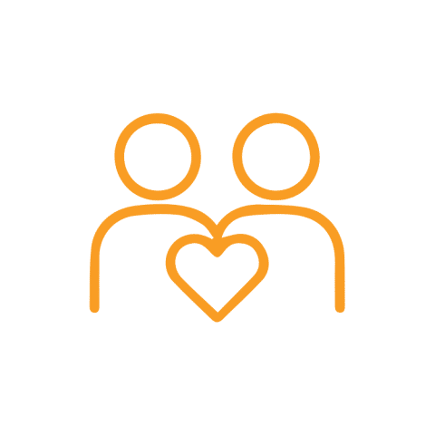 icon of two people with the same heart in the center